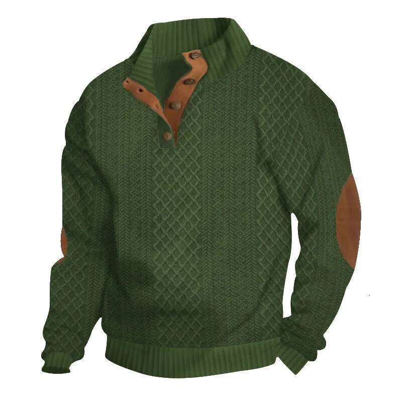 2024 cross-border hot-selling autumn and winter men's casual stand-up collar long-sleeved jacquard knitted pullover sweater