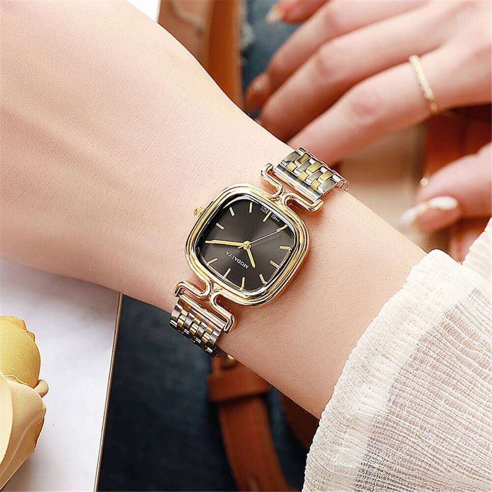 Fashion 2025 Women's Simple Small Square Quartz Watch Luxury Ladies Stainless Steel with Gold Strap Business Clock Wristwatch