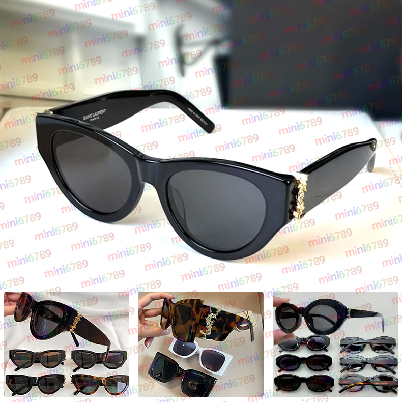 Syl Laurent Sunglasses YSLly glasses black and gold letters Yvesy yslsunglassly retro women's sunglasses Cat Eye Narrow Frame Butterfly Eyeglasses M119/F M95 M94