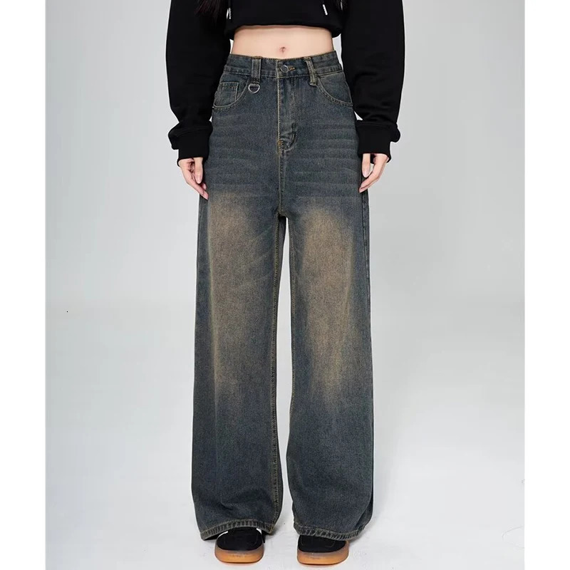 Summer Men Baggy Jeans Unisex Vintage American Style Straight Wide Leg Denim Pants Fashion Casual Trousers 260310