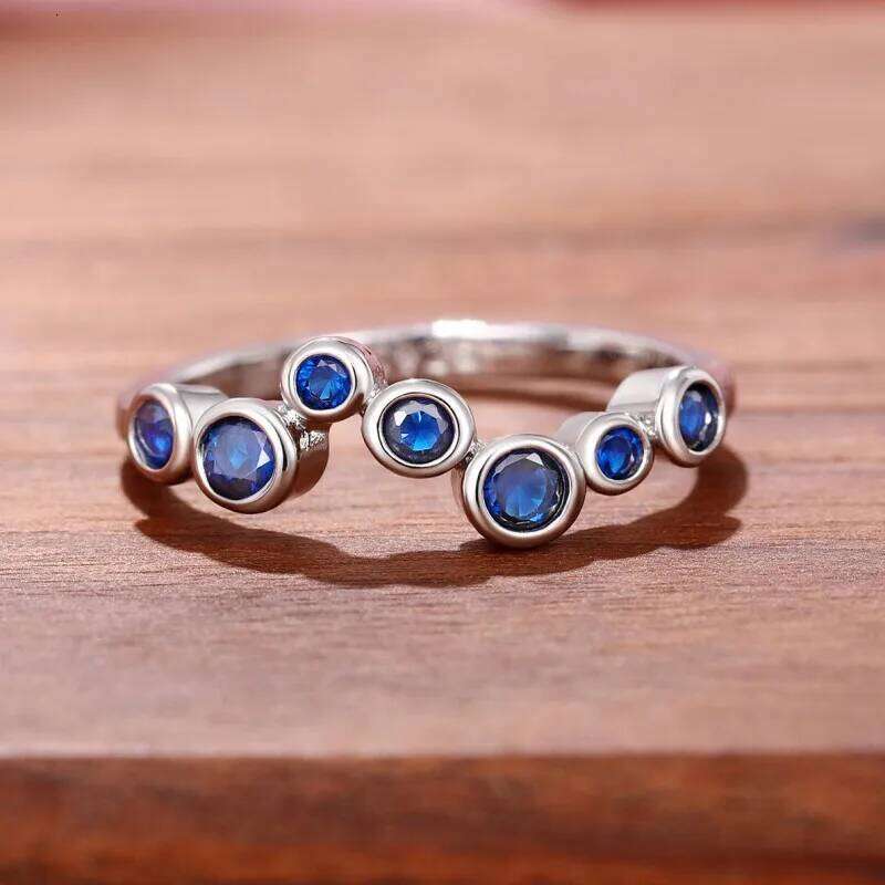 Huitan Elegant Blue Cubic Zirconia Thin Rings for Women Fancy Wedding Party Finger Accessories High Quality Silver Color Jewelry H260312