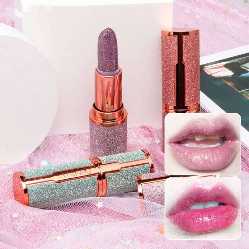 DAIMANPU Starry Sky Shining Jelly Lipstick Warm Color Change Cute Pink Girl Student Makeup and Moisturizing Lips W260311