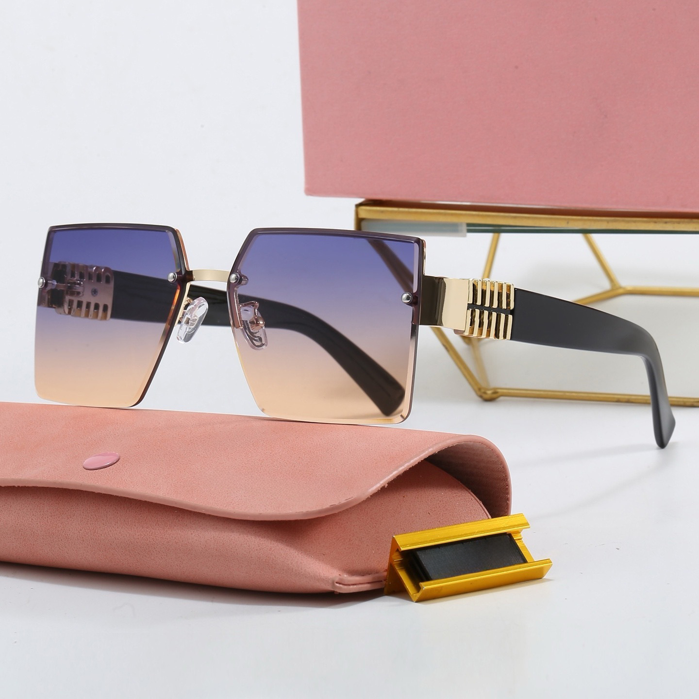 Fashion Designer Sunglasses for women Luxury Frameless Curved Surface Lens Glasses men Luxury sun glasses It offers sun protection UV protection with box