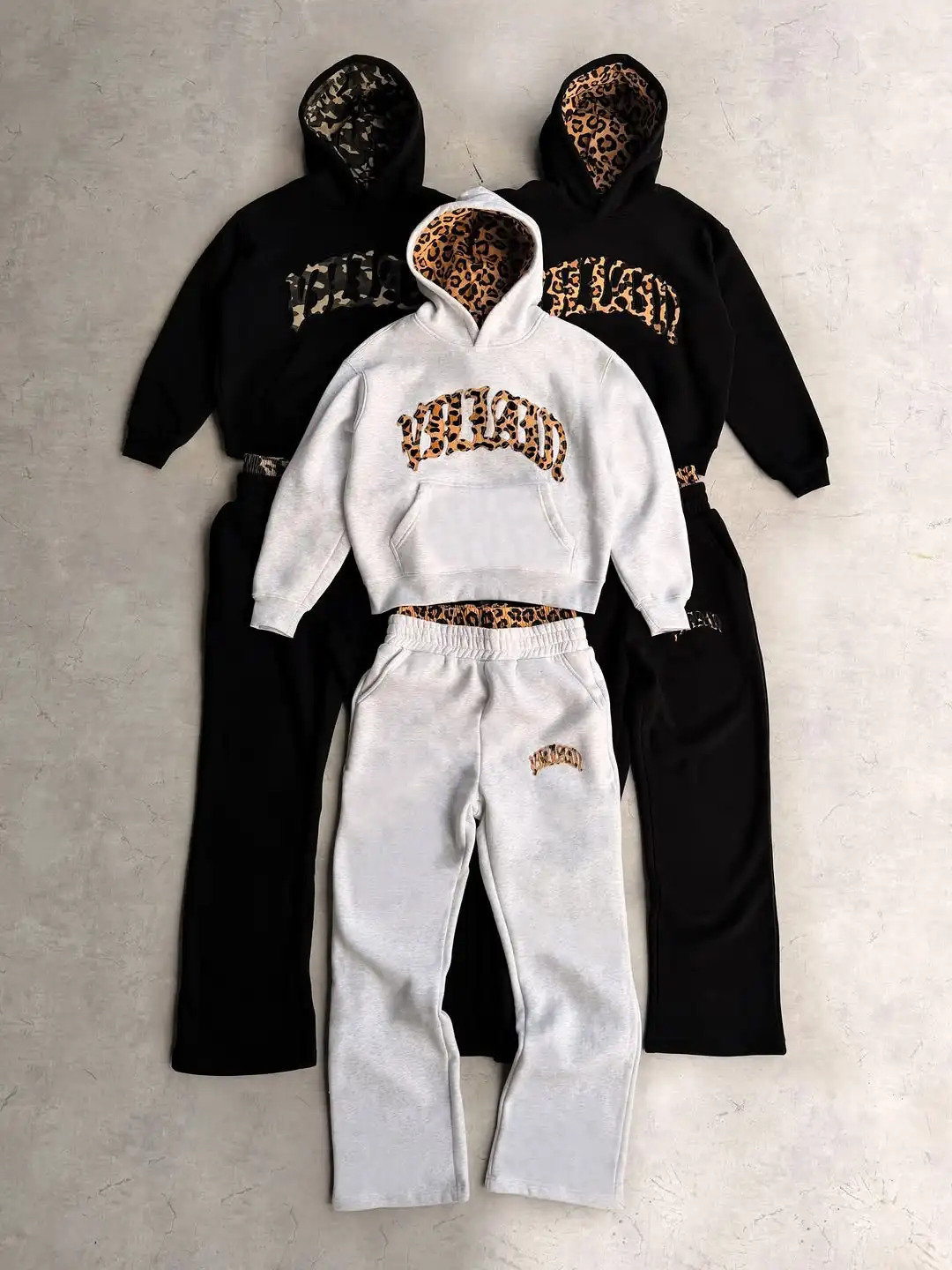 Tracksuit Men Clothing Y2K Vintage Embroidered Leopard Print Street Casual Hoodie Trendy Double Waist Unisex Sweatpants 260311
