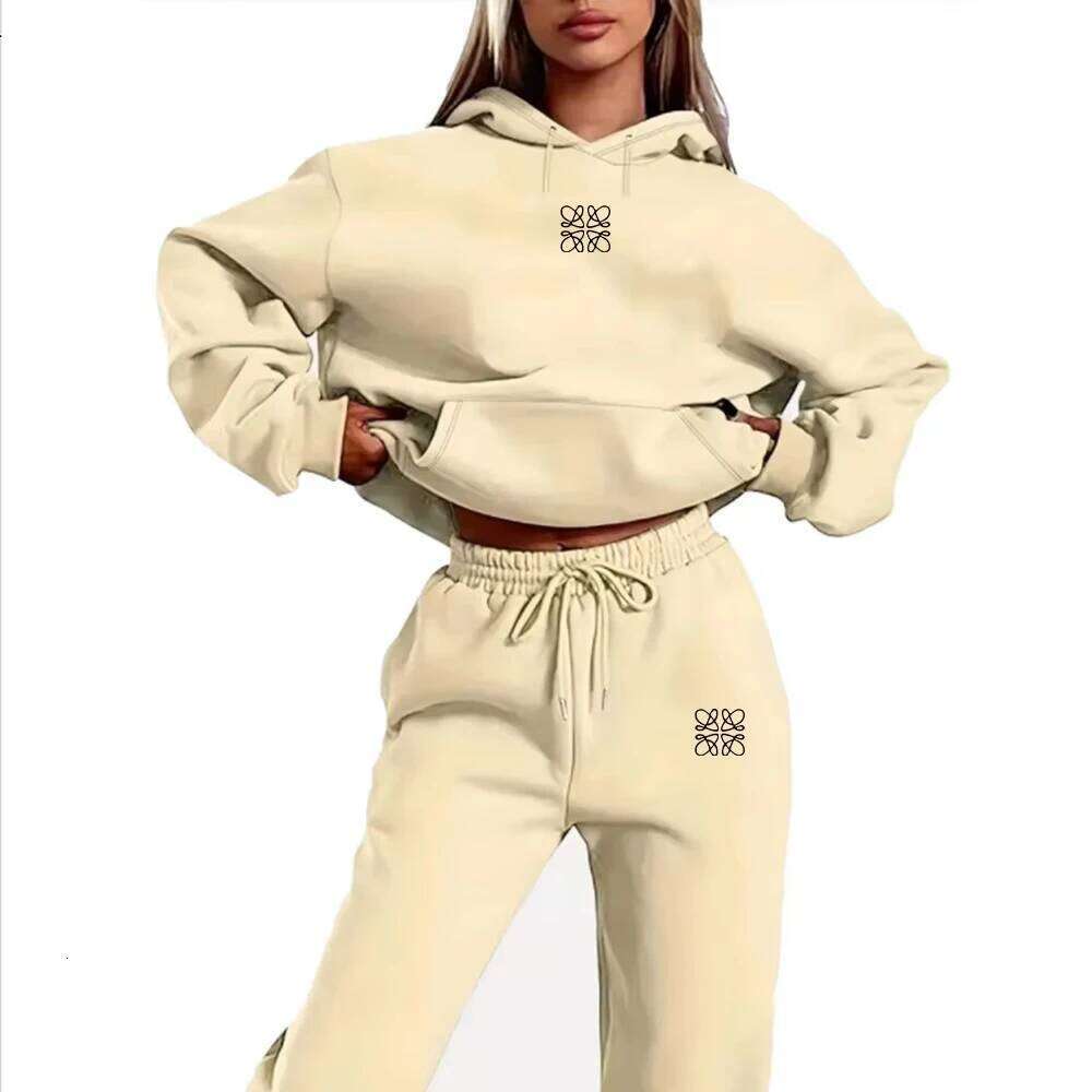 Flower Printed Women's Tracksuit Quality Two Piece Set for Women Fashion Jogging Sweatshirt Suit Drawstring Sports Daily Hooded C260312