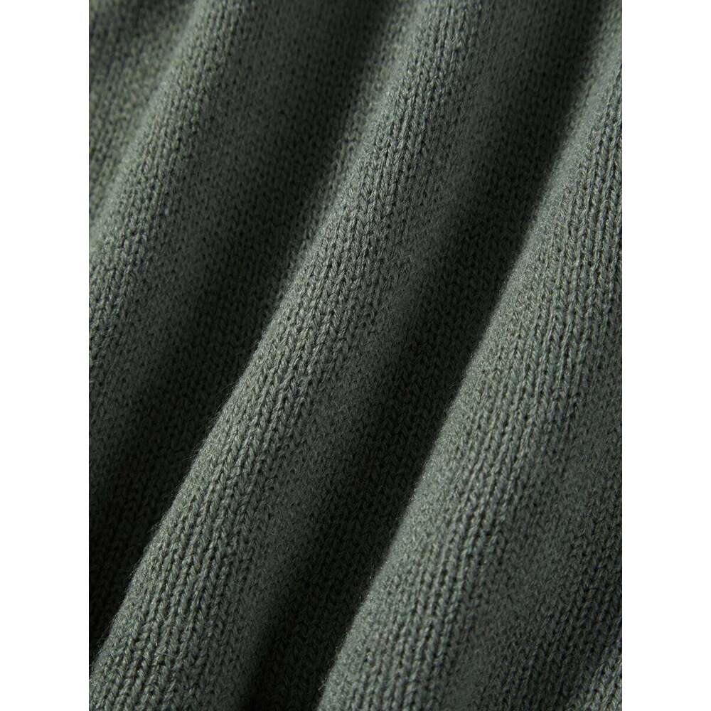 Women's Autumn Winter Knitted Bodycon Sleeve Tie Backless Round Neck Solid Color Ruffle Trim Long Dress Beachwear C260312