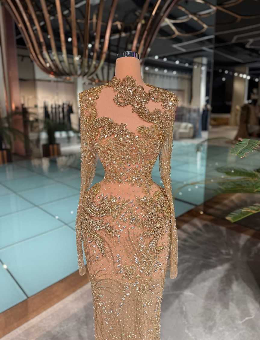 Gorgeous Evening Prom Dresses Mermaid Sequined Beads Lace Crystals Special Design Prom Dress Vestido De Noite Customized