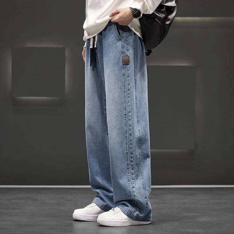 Autumn New Wide Leg Washing Jean Men Trousers Neutral Solid Color Loose Casual Straight Outdoor Fashion Pants Big Size 8xl 26Y0312