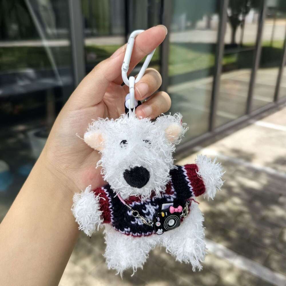 Pilot cartoon West Highland dog bag pendant keychain girlfriend gift plush car decoration trendy toy