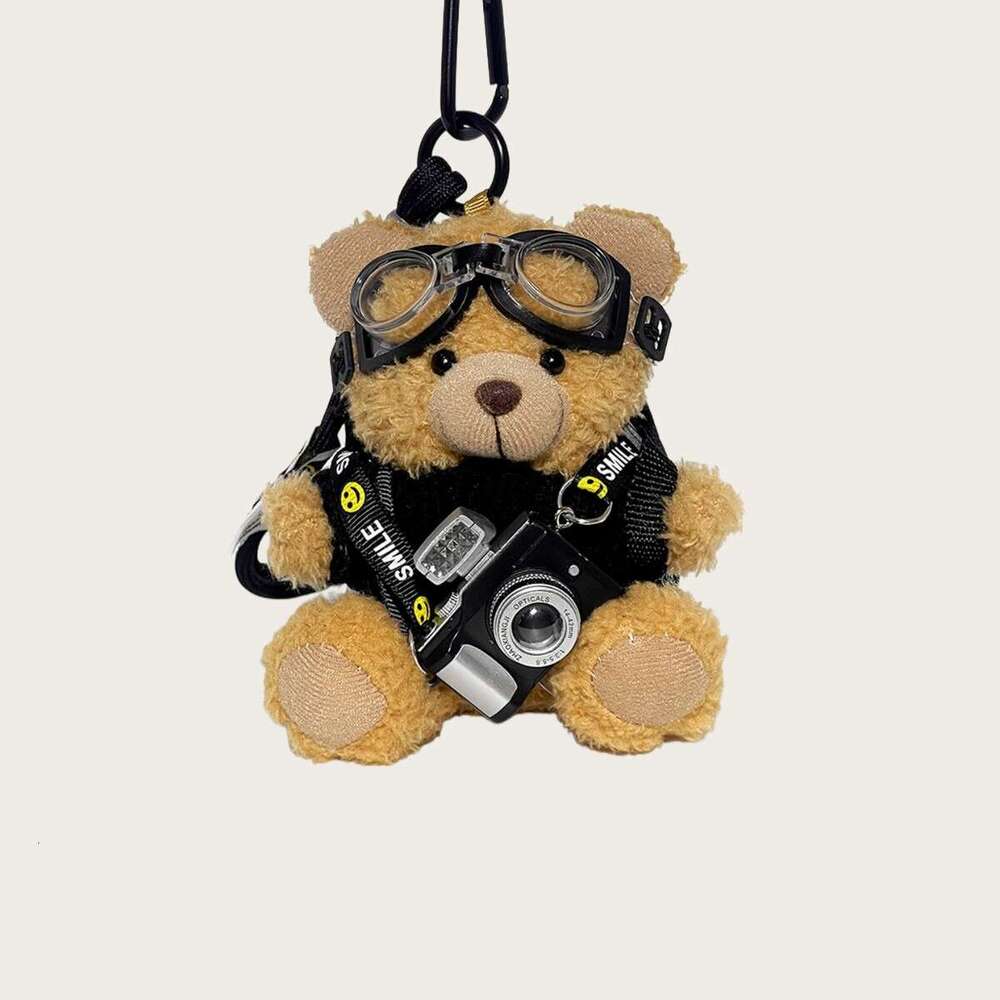 Original camera bag pendant plush toy bear couple keychain creative gift