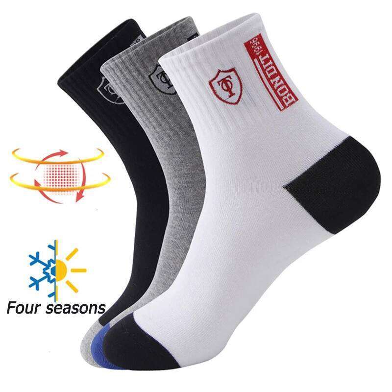 5 Pairs Apring And Fall Mens Sports Socks Summer Leisure Sweat Absorbent Comfortable Thin Breathable Basketball Meias EU 38-47 Z260312