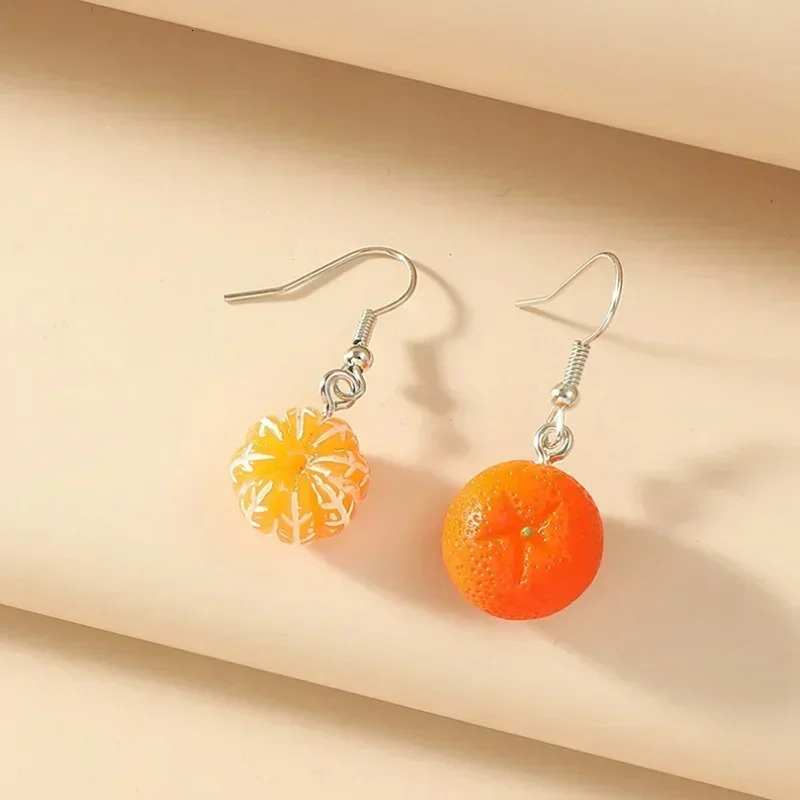 Acrylic Fruit Drop Dangle Earrings for Teenagers Funny Orange Ear Rings Jewelry Gift Women 260309