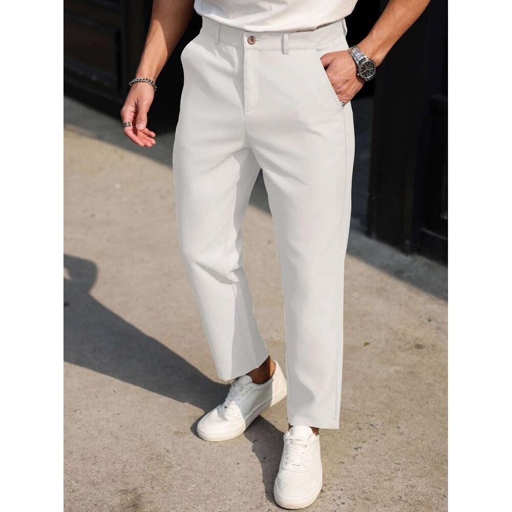 Men's multi-color solid color retro comfortable casual trousers slim fit pants