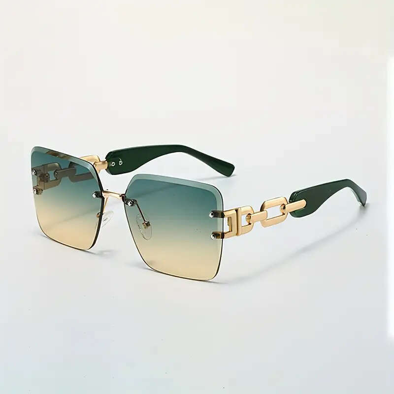 New Square Frameless Cut-Edge Suglasses Cross-Border Europea America Me Ad Wome, Suitable For Drivig, Su Protectio, Outdoor Use, Tredy With Metal