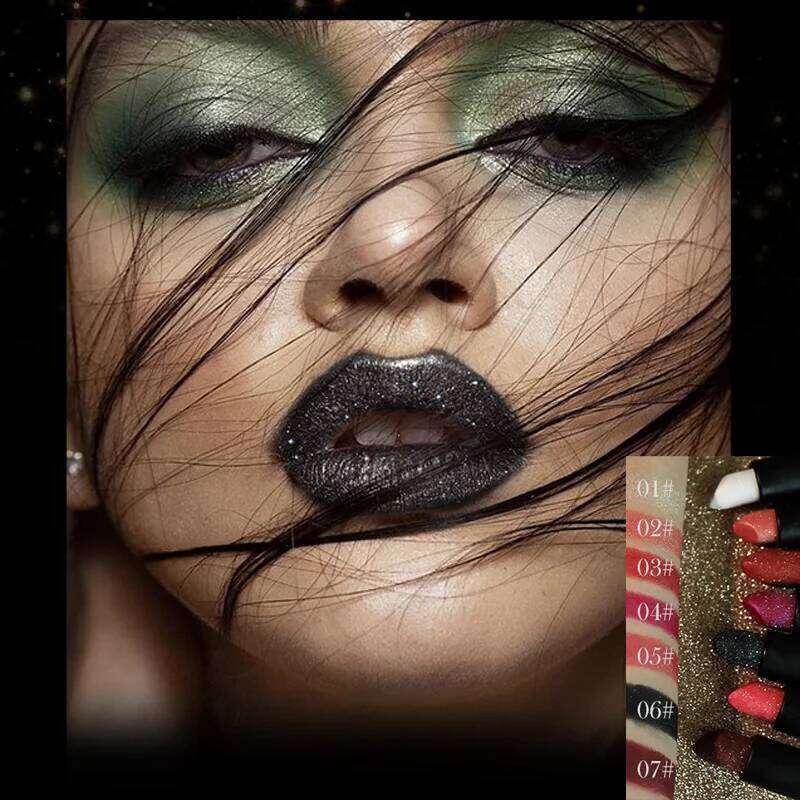 Multi-Color Non-stick Cup Matte Flash Lasting Easy Color Diamond Lipstick Dark Halloween Look W260311