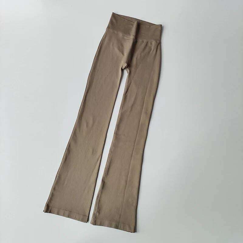 High Waisted Compression Without Awkward Lines Micro Flared Yoga Outdoor Wear Seamless Elastic Fitness Pants Lifting Leggings 26H0311