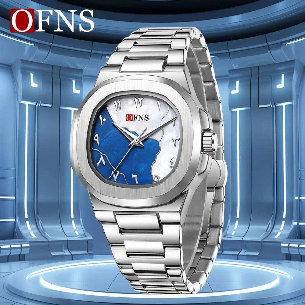 OFNS1583 Business Fashion Men's and Women's Innovative Case Lightweight 80G Dual Dial Design Fashionable Quartz Watch