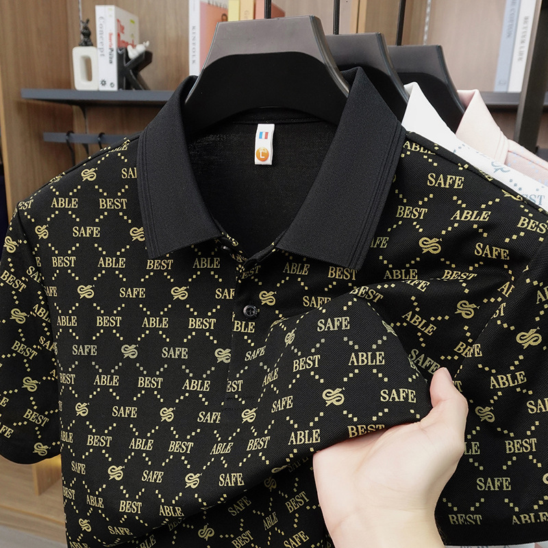 Luxury Brand Designer Clothes Summer New Cotton Printed Short-Sleeve Polo Shirt For Men, Stylish And Versatile, Light Luxury Casual T-Shirt Top For Me