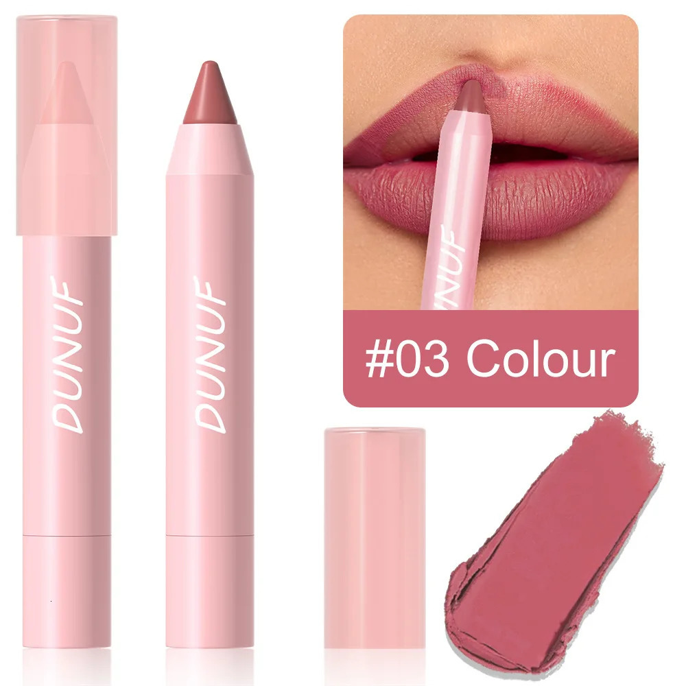 DUNUF Lipstick Pencil Waterproof Sexy Red Nude Purple Matte Tint Lipstick Lasting Lip liner Pen Longlasting Makeup Cosmetic 260305