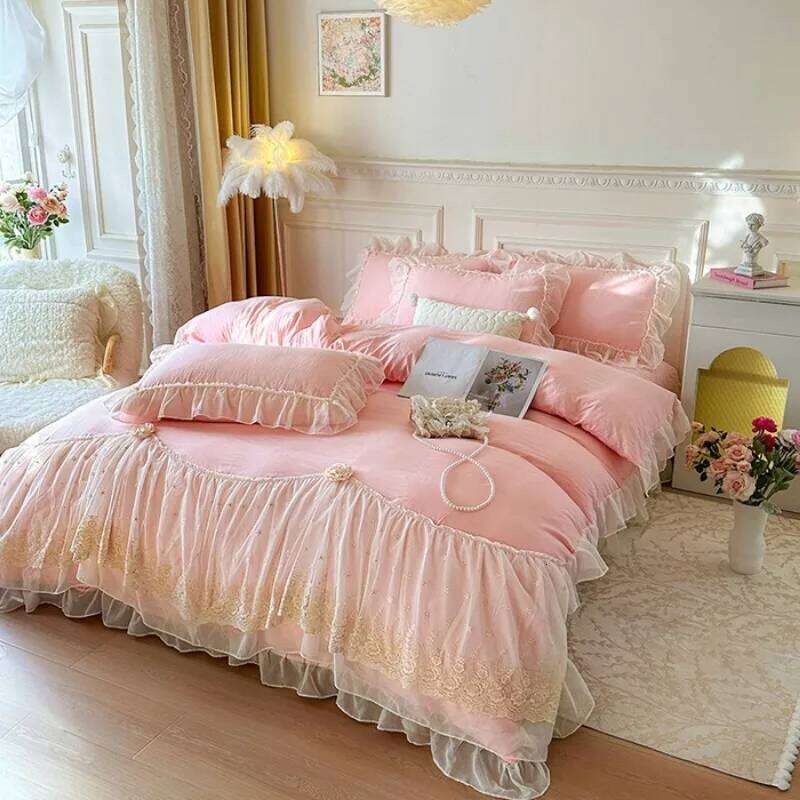 2025 French high-end bed cover four-piece set skin-friendly washed cotton fabric delicate to the touch H260312