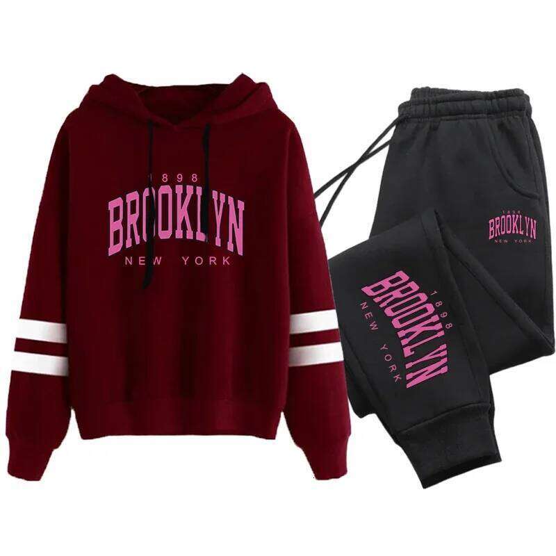 Quality Daily Women Tracksuit Hoodies Casual Single Piece Stripe Sweatshirt and Sweatpants Comfort Outdoor Jogging Autumn Winter C260312