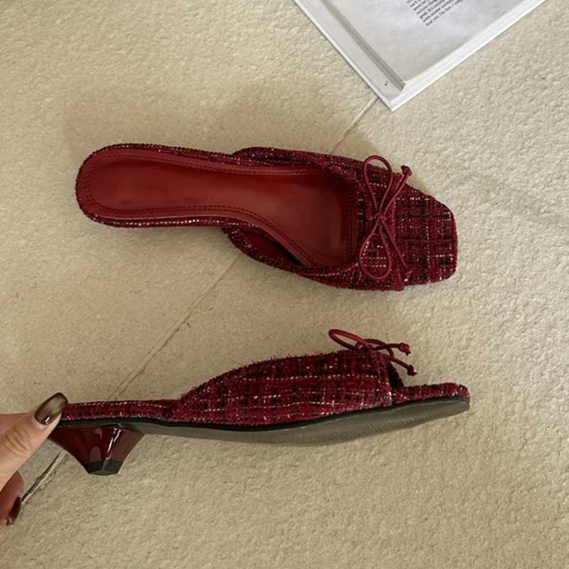 SUOJIALUN 2026 Summer New Women Slipper Fashion Bow-knot Shallow Slip On Slides Low Heel Ladies Elegant Dress Slides K260312