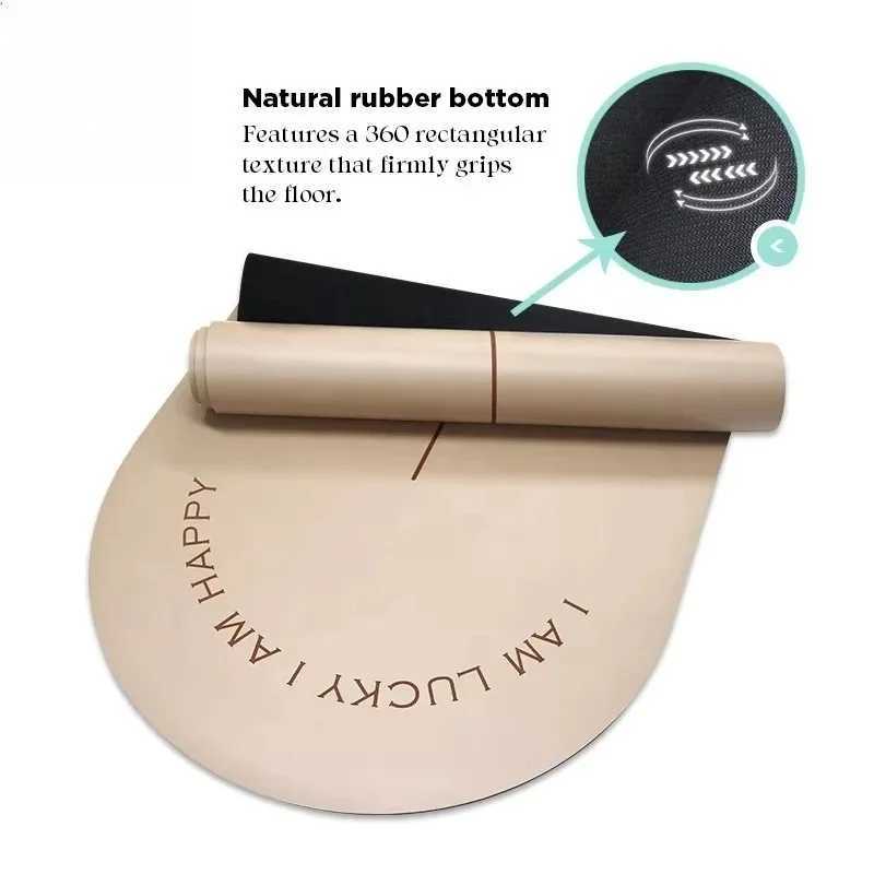 5Mm Thick Curved Oval U-Shaped Coconut Milk Color Beige Matte PU Rubber Grounded Yoga Mat M260312