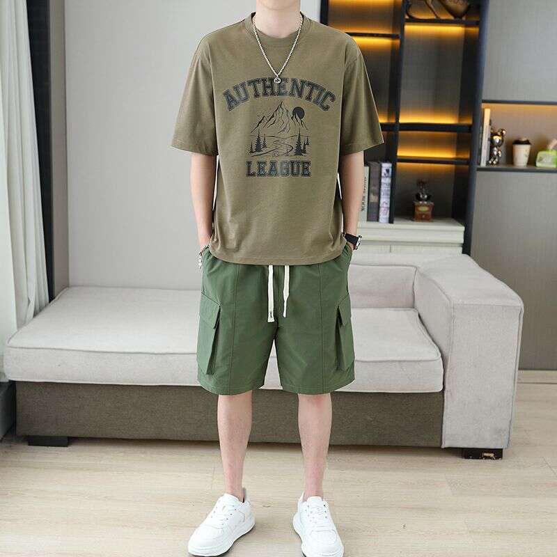 Men's New Summer Casual Sports Short-Sleeve T-Shirt Set, Trendy And Stylish Two-Piece Shorts Fashion Men's Clothing Asia Size