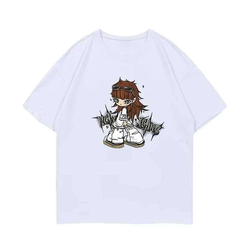 Summer Cotton Oversized Lee Hye-in, Kang Hailin, Mo Ji-hye, Kim Min-ji and Van Ok-shin Same Print T-Shirt by NewJeans Z260312