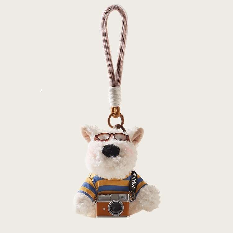 Cute Scribbled Puppy Camera West Highland White Terrier Pendant Bag Decoration Best Friend Gift Cartoon Girl Couple Doll