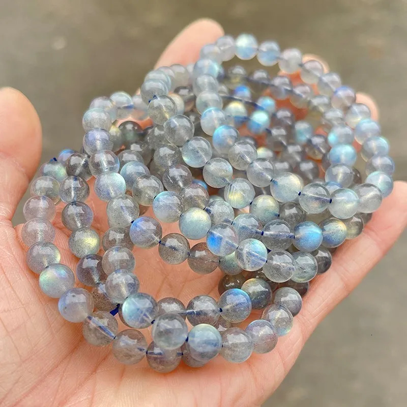 JD 5A Natural Gray Moonstone Bracelets Women Men Charm Labradorite Stone Blue Light Gems Bead Bangles Friendship Jewelry Gift 260302