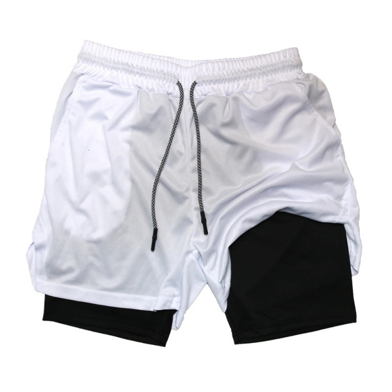 2026 New Designer Luxury Brand Men's Double-layer Fitness Shorts Men's Gym Training 2-in-1 Sports Shorts Quick Drying Breathable Fitness Jog