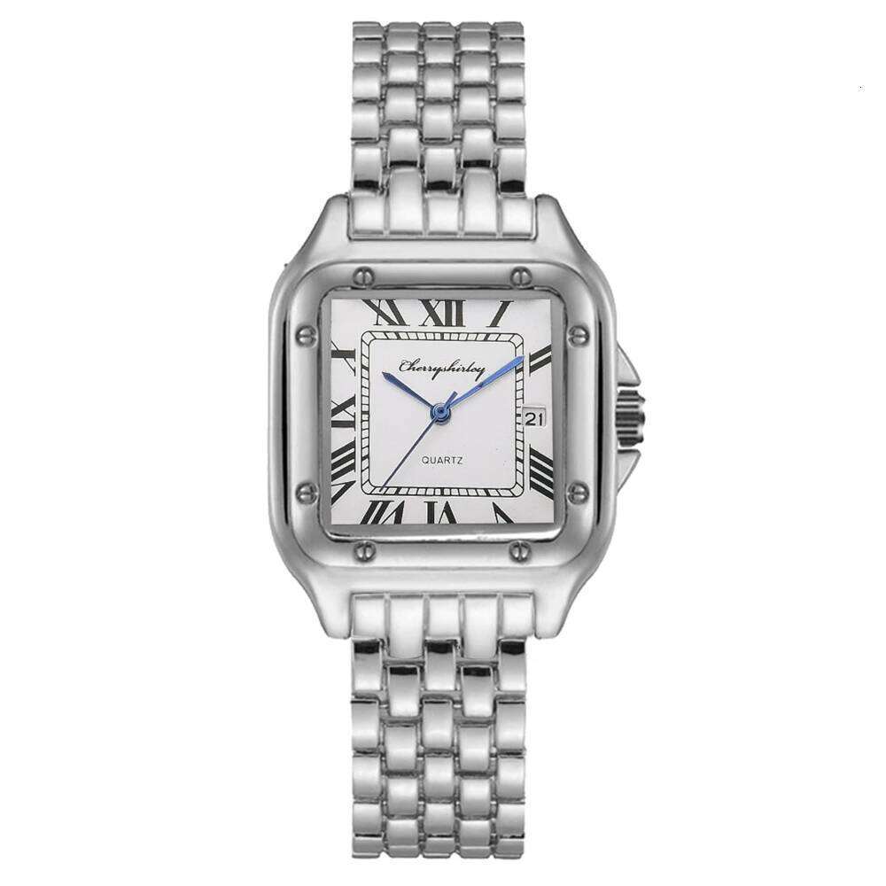 Luxury Branded Watches 2025 Simple Square Roman Calendar Women Quartz Watch Fashion Stainless Steel Strap Ladies Clock
