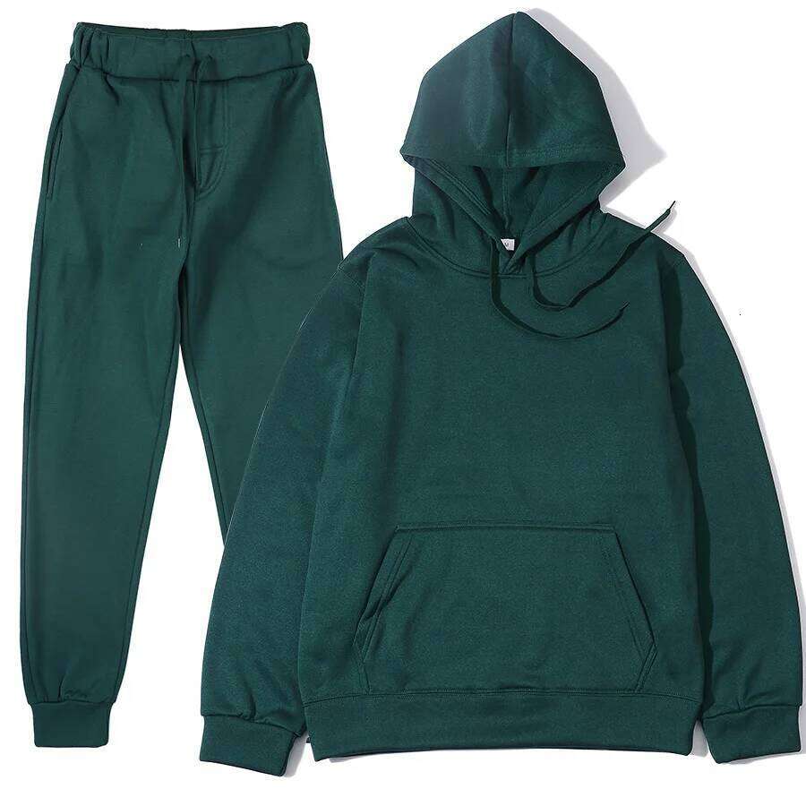 Autumn and Winter New Solid Color Hoodie+pants Two-piece Fashionable Casual Sports Set Size S-3XL Men's Tracksuit
