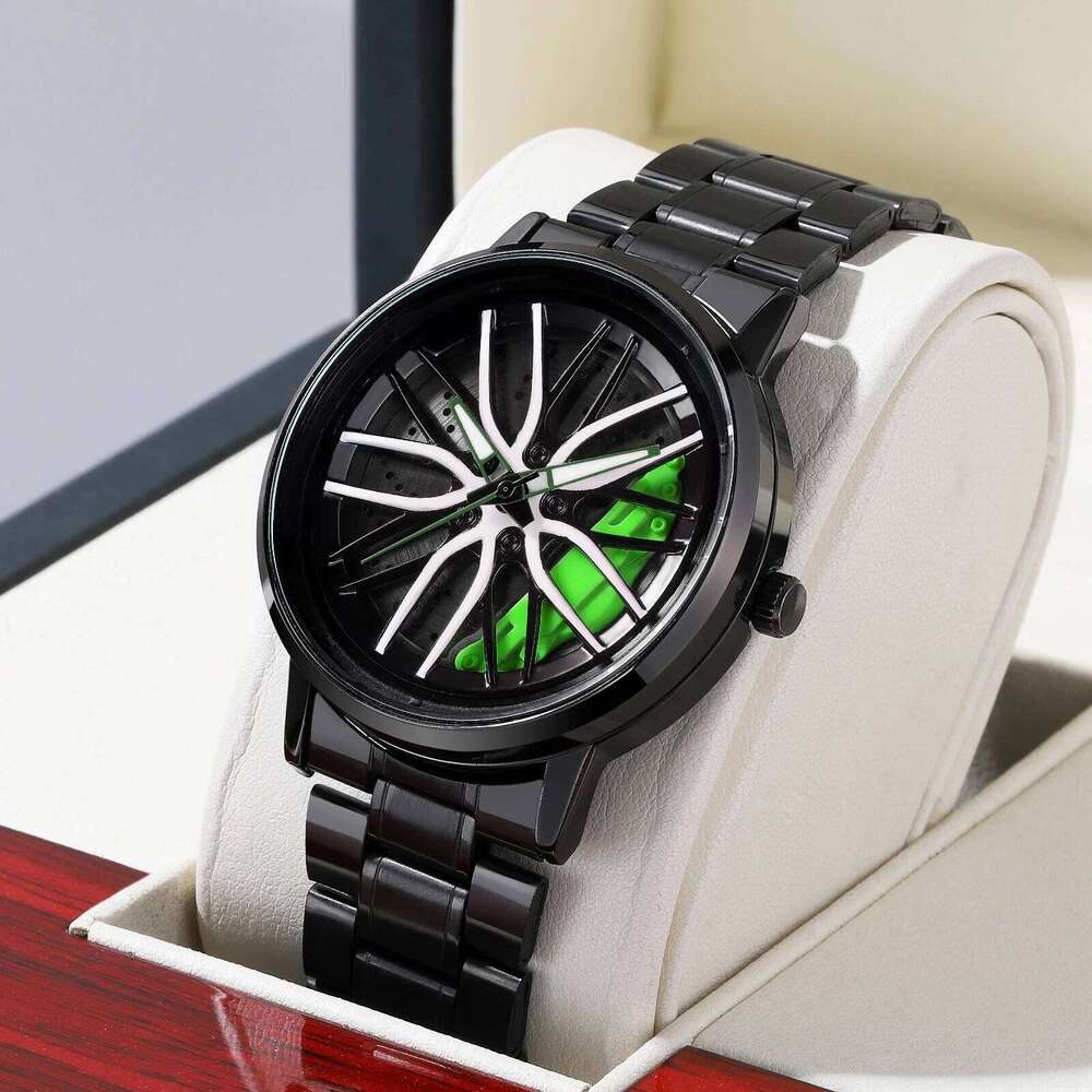 1pc Mens Watch Fashion Stainless Steel Strap Creative Rotating Sports Style Original Quartz Movement Top Brand Men Wrist Watches