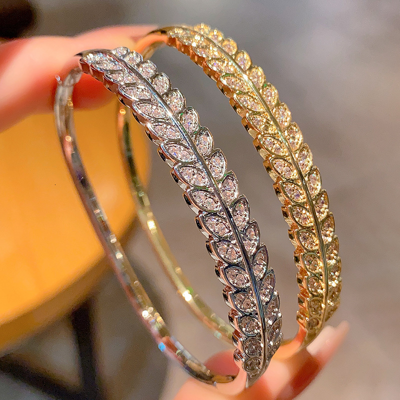 Bracelet Real Zircon Luxurious Full-Inlaid Elegant Willow Leaf Bracelet Exquisite Creative Bracelet