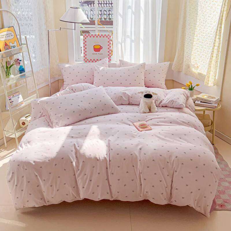 Thick Pure Brushed Bed Sheets, Duvet Cover Set, 4 Piece Bedding Set 2026 new style washed double-layer yarn printed H260312