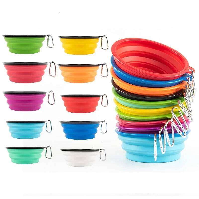 1000ml Large Collapsible Dog Pet Folding Silicone Outdoor Travel Portable Puppy Food Container Feeder Dish Bowl 26Y0312