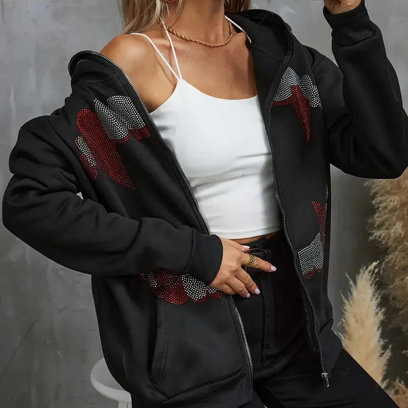 Trendy Instagram AutumnWinter Dark Retro Printed Plush Sweater for Men and Women Students Loose Hooded Coat 260311