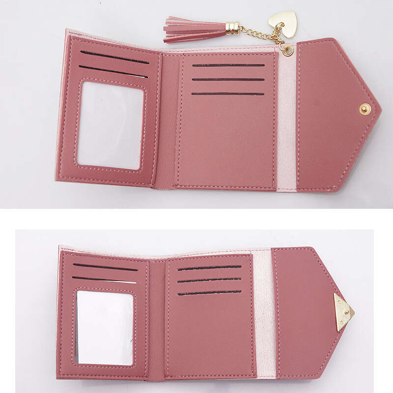 Luxury fashion wallet Short For Female Students Korean Style Heart Shaped Tassel Coin Purse Mini Fresh Multi Functional Folding Wallet