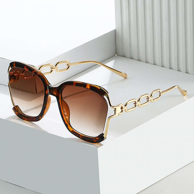 Autumn New Chain European And American Street Style Fashion Trend Metal Hollow Brushed Sunglasses Uv400