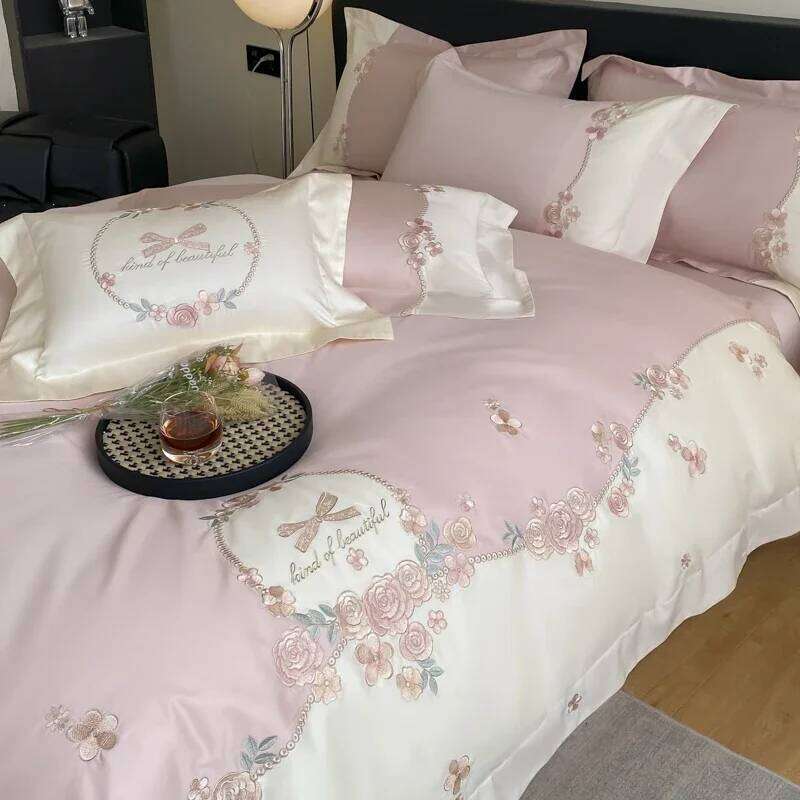 4pcs/Set Class A Grade High-end 200s Long-staple Pure Cotton Embroidery Quilt Covers Pillowcases Sheet Bedding Set H260312