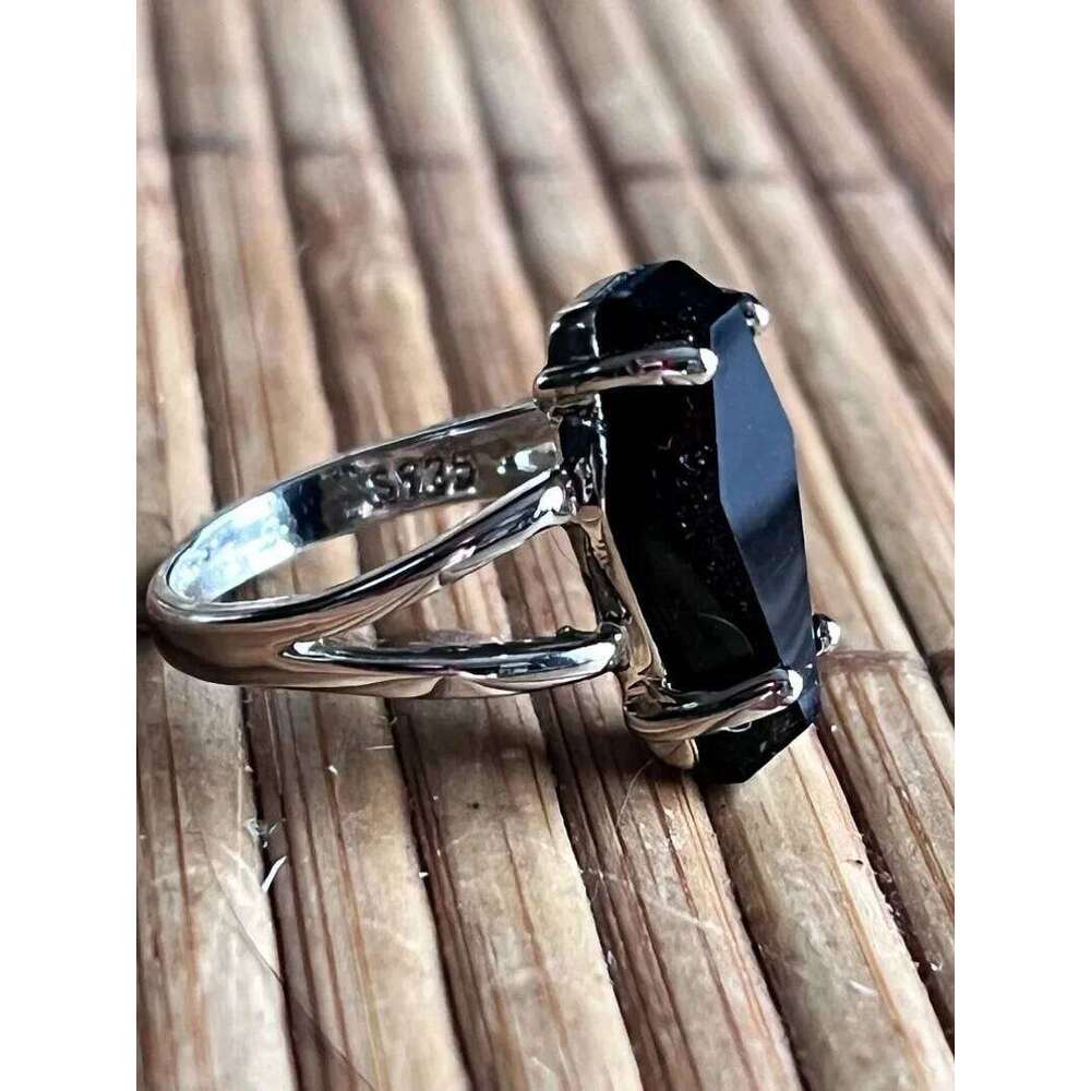 Coffin Ring, Goth Black Jewelry, Vampire , Witch, Gothic, Rings, Onyx Gemstone jewelry H260312