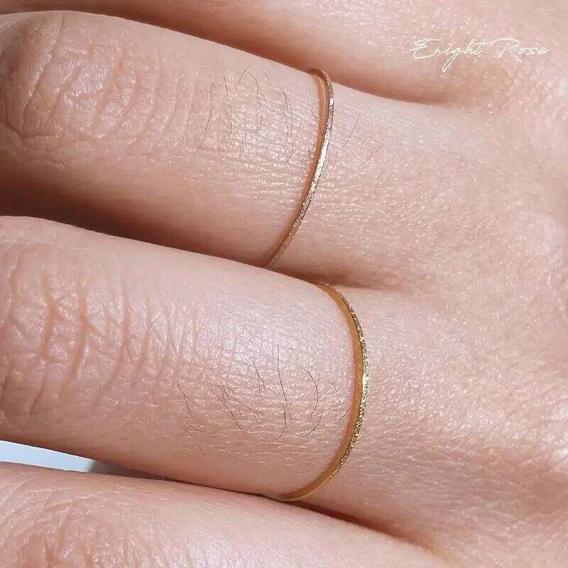 Minimalist Matte Stainless Steel Rings for Women Korean Women's Girls Jewelry Christmas Thin Band Ring Set 18K Gold Plated H260312