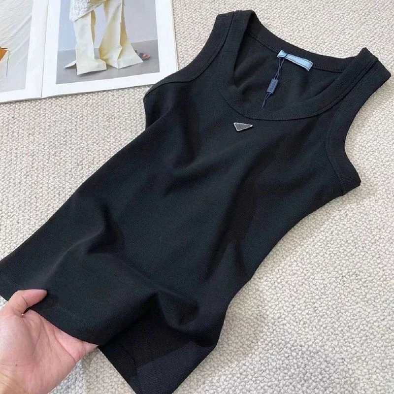 2025 Summer New Womens Knitted Threaded Tank Top Elastic Slimming Sleeveless TopT260312