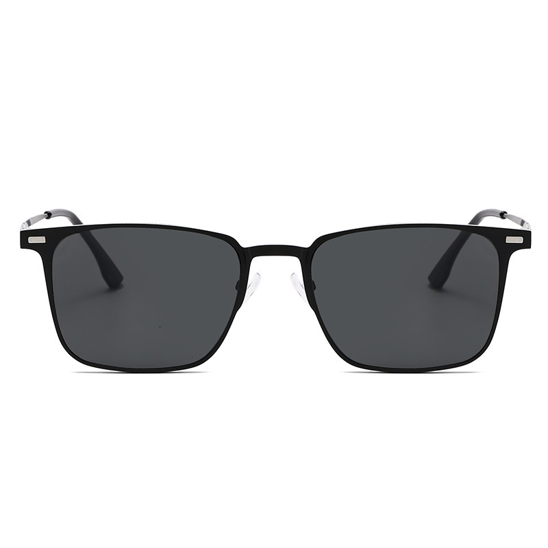 Multifunctional flat-lens magnetic clip-on sunglasses with square frame for men, trendy outdoor driving sun protection glasses