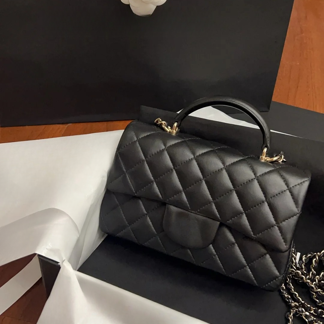 Luxury Designer Handbags Top Quality Women Shoulder Bag Lambskin Genuine Leather Mini CF Handle Classic Flap Crossbody Bags Gold Chain