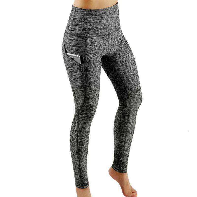 High Waist Elastic Workout Women Yoga Leggings Tummy Control Ruched Booty With Pocket Pants Seamless Gym Compression Tights 26H0311
