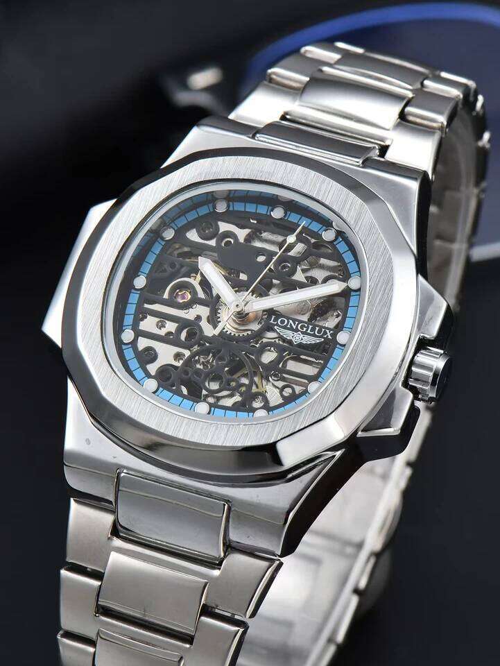 LONGLUX automatic wholesale mechanical watches stainless steel skeleton waterproof men's luxury watch men gift
