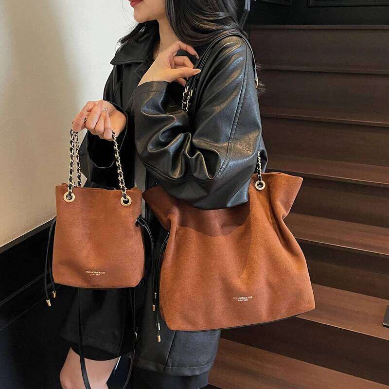 Suede Shoulder Women Bag Luxurious Crossbody Purse Drawstring Fashion Big Tote Exquisite Chain Small Handbag Kl928